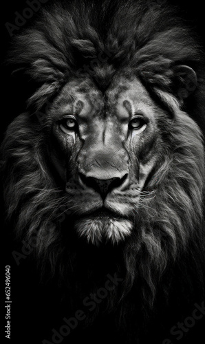 Close-up Portrait of a lion in black and white  © paul