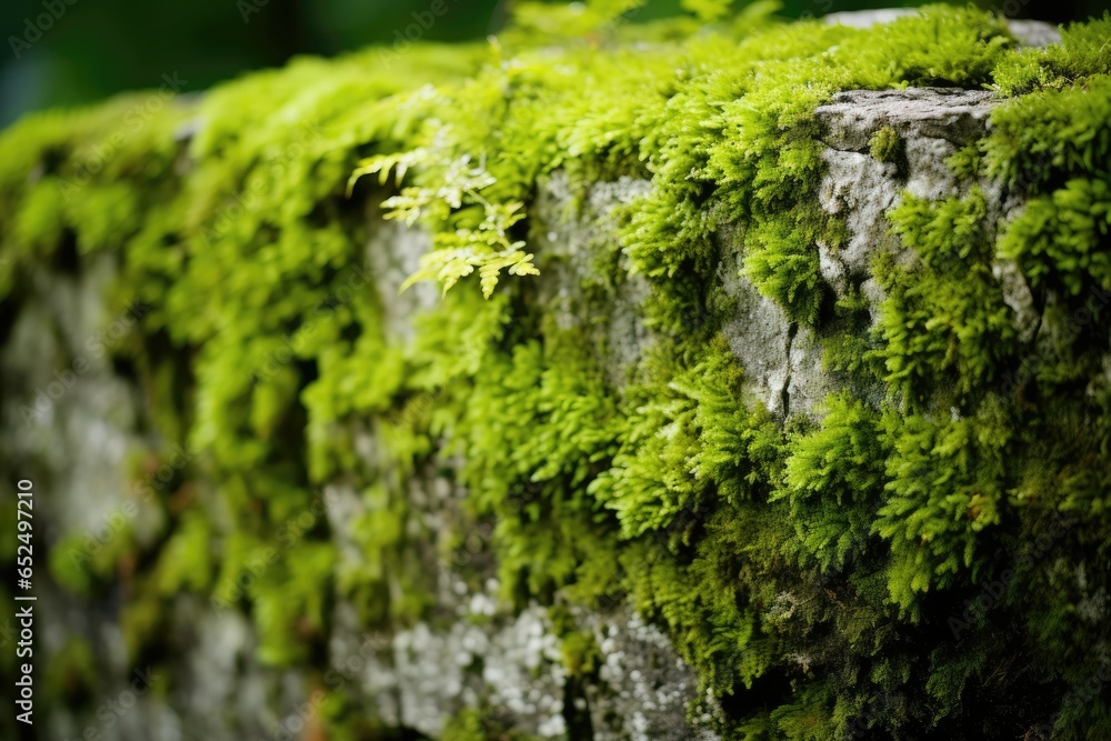 Luminous Green Moss Clinging to Weathered Stone Luminous Green Moss Clinging to Weathered Stone