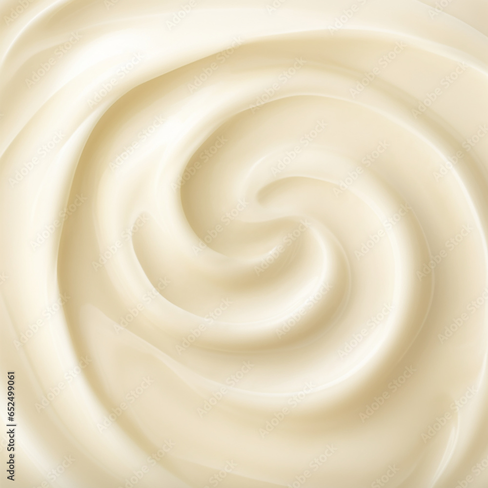 Close up of  a mayonnaise cream swirl. 3d render. - obrazy, fototapety, plakaty 