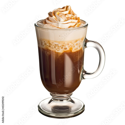 Isolated image of stylish glass of  mocha, coffee . For collages, banners, posters and other advertising projects about coffee beverages and sweets.