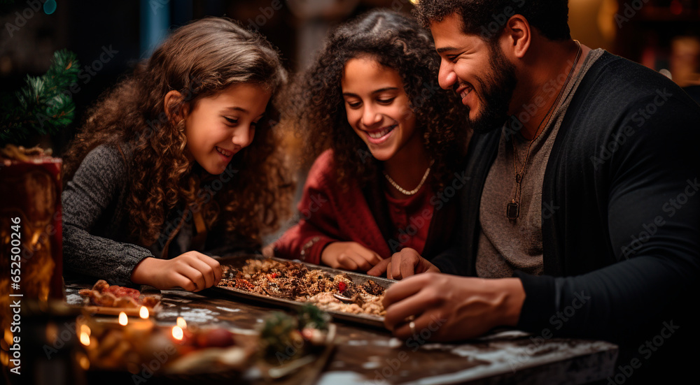 Latin family sitting together at the table eating Latin family sitting together at the table eating