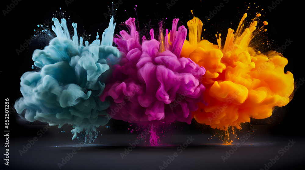 Obraz premium a close up of a group of colored inks in different colors Generative AI