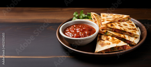 A Quesadilla and Salsa on a...