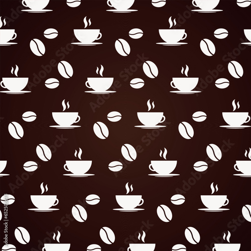 Seamless pattern coffee cups coffee beans vector art banner print design. Coffee time concept. International Coffee Day design