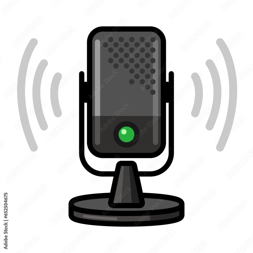 Microphone waves icon, Audio symbol, Sound waves illustration