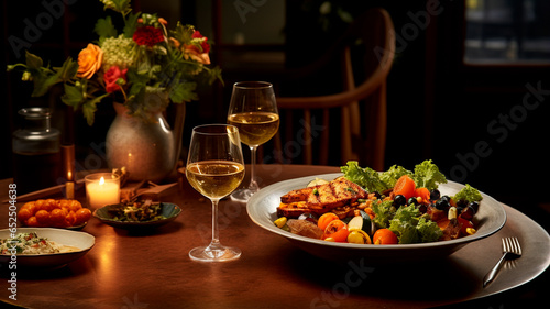 wine with vegetables on the table