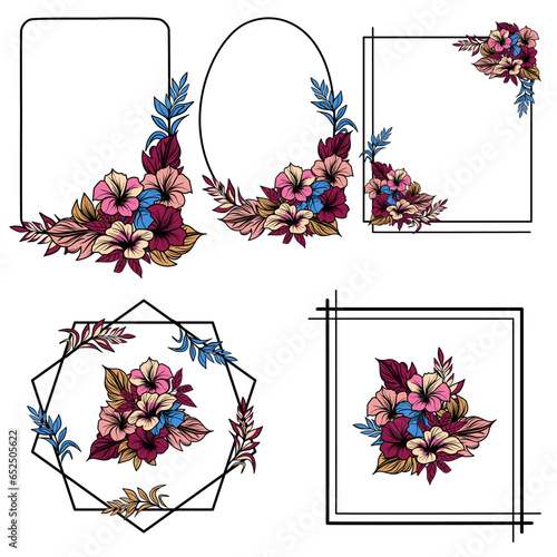 Collection of different kinds of floral frames vector illustration 
