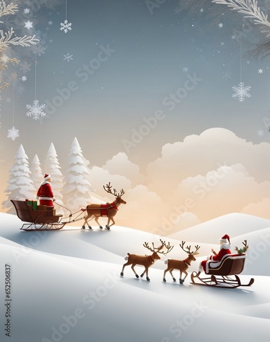 santa claus on sledge minimalist background