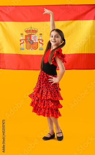 Little girl with flag of Sp...