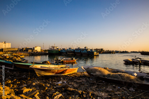 persian golf port andsea sunset photo