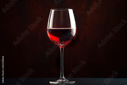 Image of a glass of red wine on a wooden table.