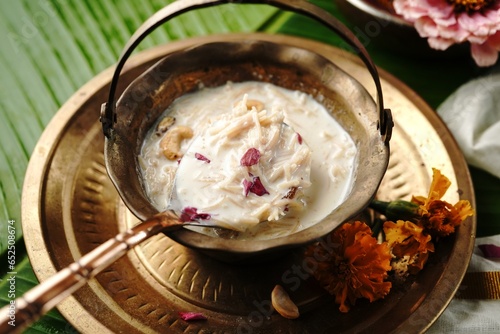 Semiya kheer or vermicelli pudding- Payasam , Indian festival food, selective focus photo