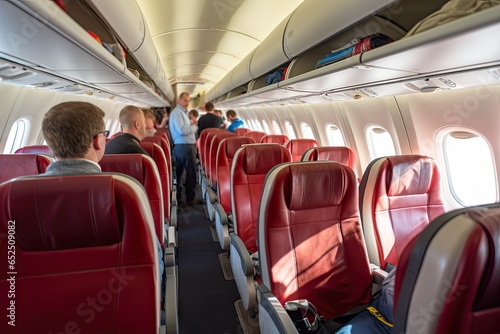 Aircraft Saloon, Comfortable Passenger Seats, Airplane Chairs, Air Board, Generative AI Illustration