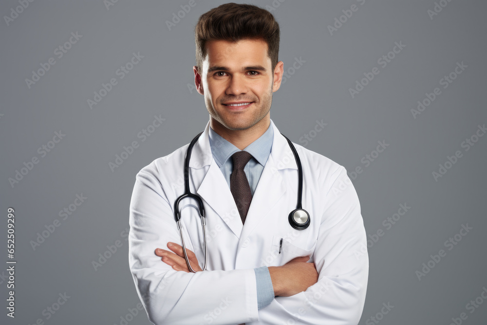 A picture of a man wearing a lab coat and holding a stethoscope. This image can be used to represent a medical professional or doctor in a healthcare setting. A picture of a man wearing a lab coat and holding a stethoscope. This image can be used to represent a medical professional or doctor in a healthcare setting.