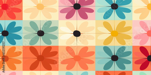 Wallpaper Mural geometric flowers colorful pattern Torontodigital.ca