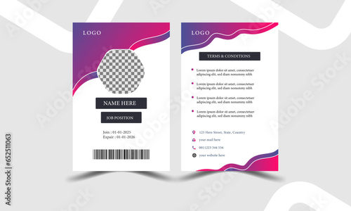 Modern ID Card With Gradient Identity Card Layout photo