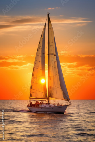 Sailing yacht at sunset