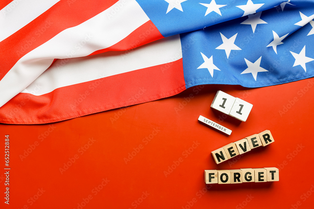 Fototapeta premium Calendar with date of National Day of Prayer and Remembrance for the Victims of the Terrorist Attacks on red background