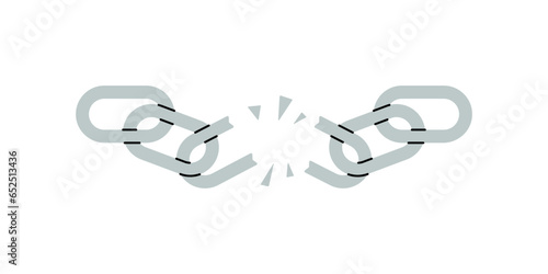 Broken chain. Old school tattoo. Vector illustration.