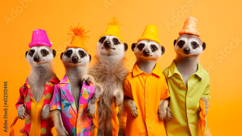 funny mongooses in glasses and flower clothes