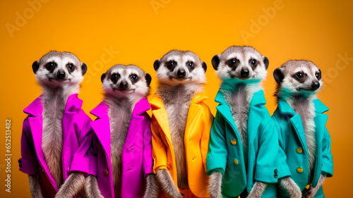 funny mongooses in glasses and flower clothes