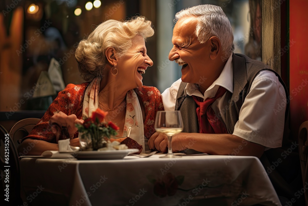 old happy couple at dinner in an Italian village. old happy couple at dinner in an Italian village.