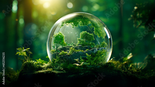 green moss in a sphere in the forest