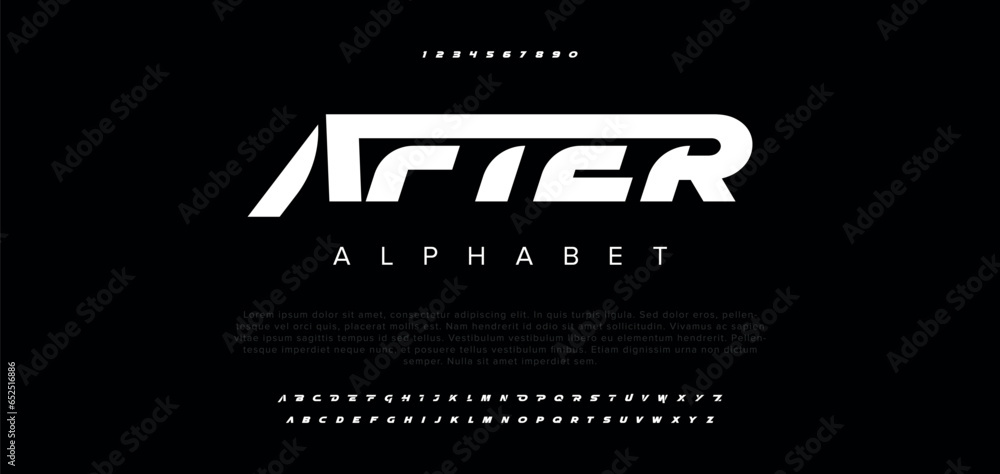 After Modern minimal abstract alphabet fonts. Typography technology, electronic, movie, digital, music, future, logo creative font. vector illustration - obrazy, fototapety, plakaty 