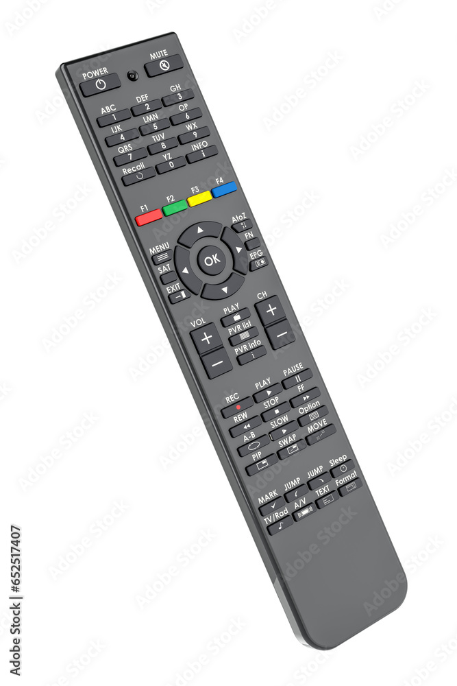 Remote Control, Smart Remote Controller, Universal SAT Satellite Receiver Remote Control, 3D rendering isolated on transparent background Remote Control, Smart Remote Controller, Universal SAT Satellite Receiver Remote Control, 3D rendering isolated on transparent background