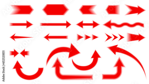 Set red blurry arrow icon. Vector illustration.
