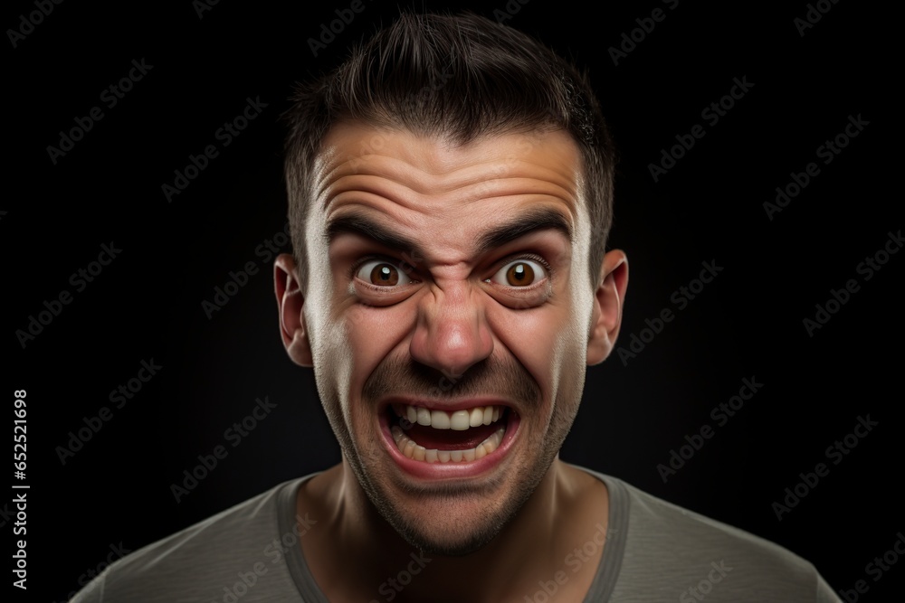 man squinting and grimacing in the studio man squinting and grimacing in the studio