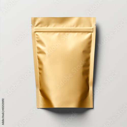 gold pouch mockup, simple gold coffee package, simple gold