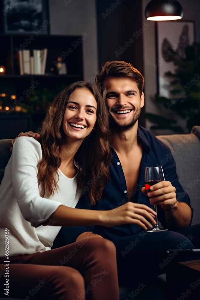 happy couple relaxes and watches movies and cable television news happy couple relaxes and watches movies and cable television news