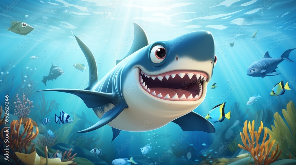 shark and fish in the sea ai generated shark and fish in the sea ai generated