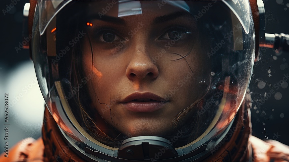 Young woman in a spacesuit Young woman in a spacesuit