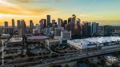 sunset over the city of Houston