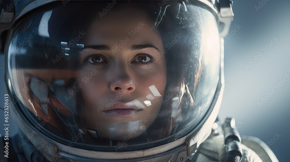 Young woman in a spacesuit Young woman in a spacesuit