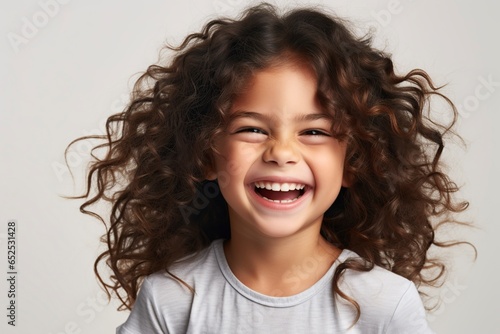cute happy face little girl isolated posing in a studio