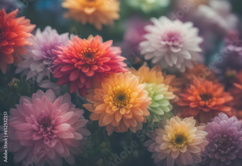Trendy chrysanthemum flowers background. Spring flowers bouquet  generated by AI