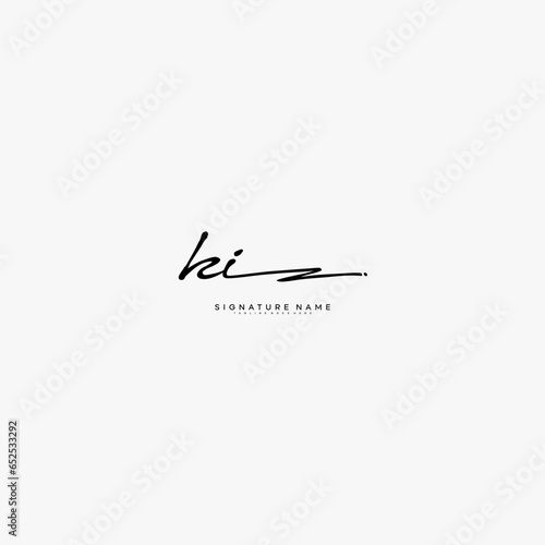 premium KI letter signature logo in handwriting art style monogram vector illustration template