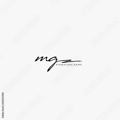 premium MG letter signature logo in handwriting art style monogram vector illustration template photo