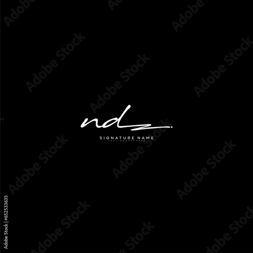 premium ND letter signature logo in handwriting art style monogram vector illustration template