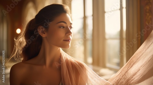 Languid whispers of a gentle breeze dance through the grand arched windows of a lavish spa room, the sunkissed complexion of an elegant trendsetter, who revels in an enchanting skincare Free Download Languid whispers of a gentle breeze dance through the grand arched windows of a lavish spa room, the sunkissed complexion of an elegant trendsetter, who revels in an enchanting skincare - GFXLoad