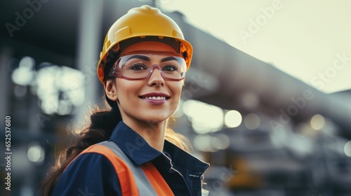 Young female worker at the construction site