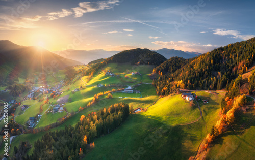 Aerial view of amazing gree...