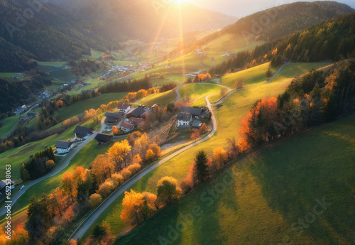 Aerial view of amazing gree...