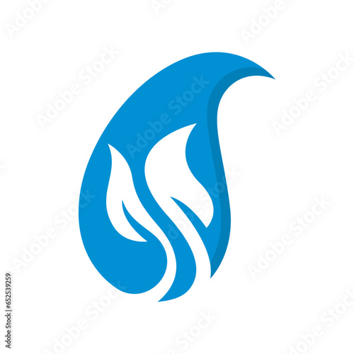 blue waterdrop combined with leaf Logo Template vector illustration