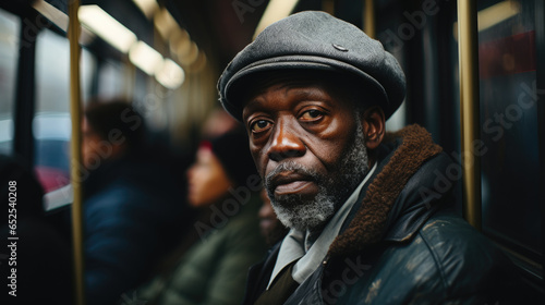 Wallpaper Mural Senior Man with a Beard and Hat on a City Bus Torontodigital.ca
