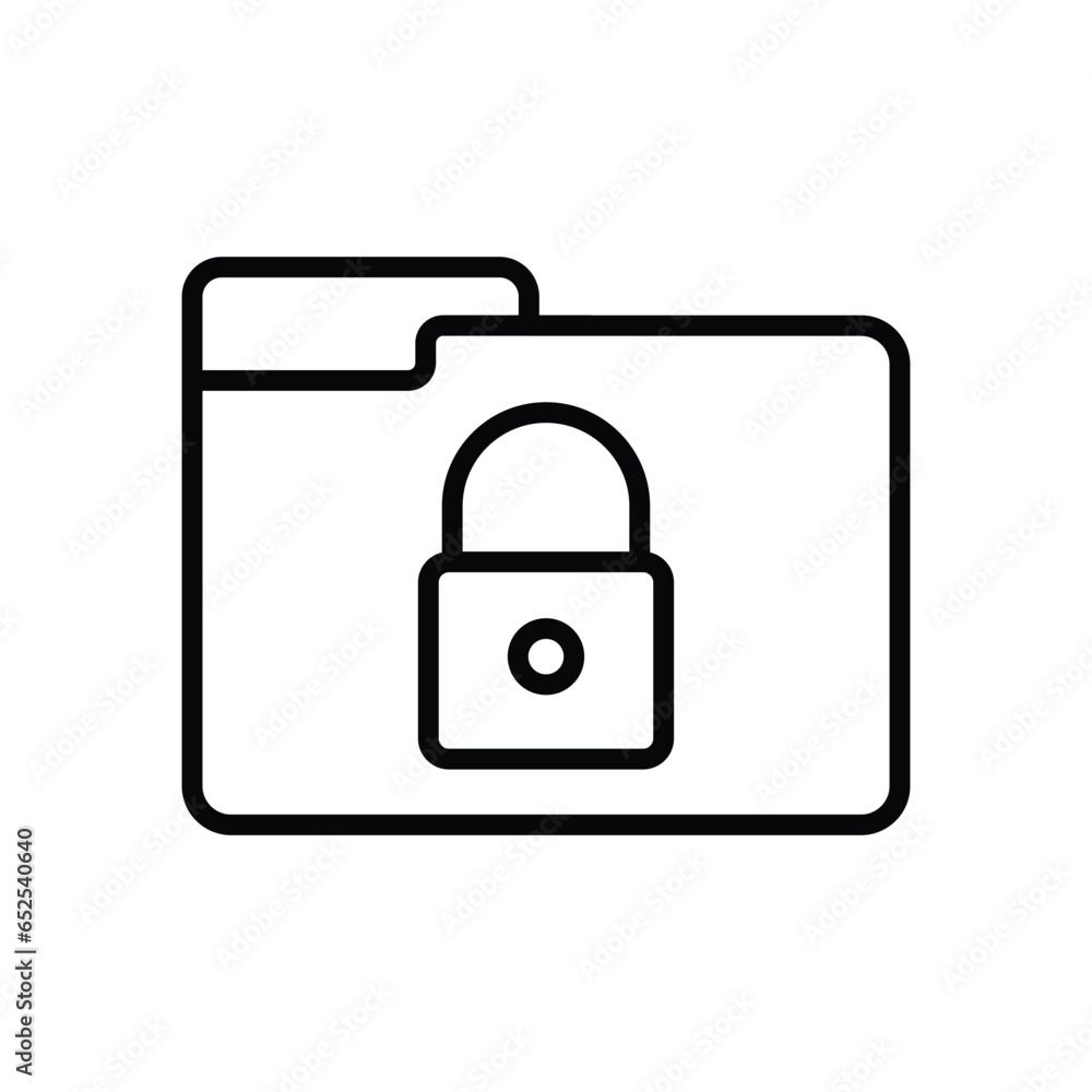 Folder with padlock symbol icon vector. Private, locked, protected icon. Folder line icon vector illustration for graphic design, UI, or digital web. Folder with padlock symbol icon vector. Private, locked, protected icon. Folder line icon vector illustration for graphic design, UI, or digital web.