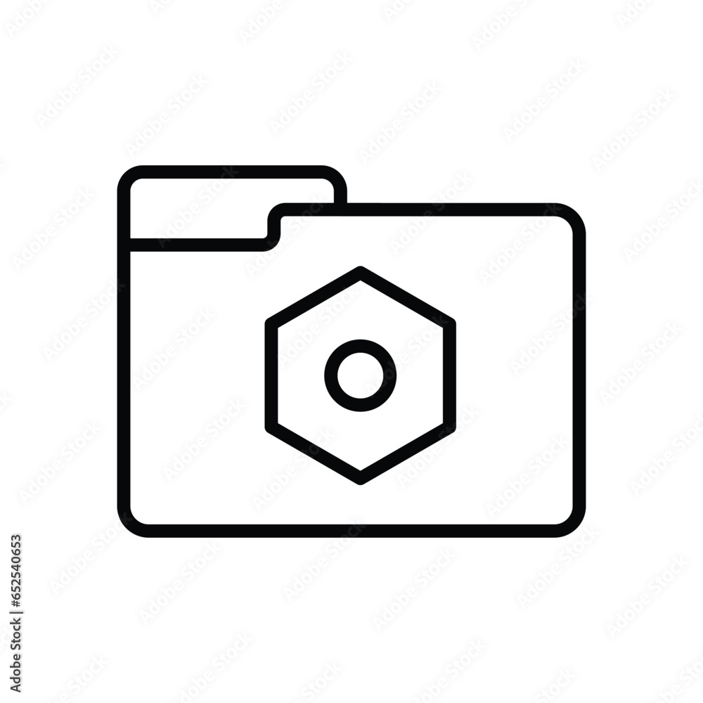 Folder with settings symbol icon vector isolated on white background. Folder line icon vector illustration for graphic design, UI, or digital web. Folder with settings symbol icon vector isolated on white background. Folder line icon vector illustration for graphic design, UI, or digital web.